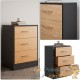 Lot de 2 Tables de chevet (de nuit) Moderne gris/bois 54 x 39 x 28cm 3 grands tiroirs