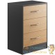 Lot de 2 Tables de chevet (de nuit) Moderne gris/bois 54 x 39 x 28cm 3 grands tiroirs