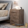 Table de chevet (de nuit) Moderne couleur chêne 54 x 39 x 28cm 3 grands tiroirs