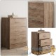 Lot de 2 Tables de chevet (de nuit) Moderne couleur chêne 54 x 39 x 28cm 3 grands tiroirs