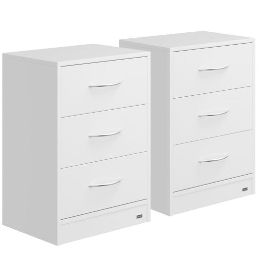 Lot de 2 Tables de chevet (de nuit) Moderne couleur blanche 54 x 39 x 28cm 3 grands tiroirs