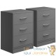 Lot de 2 Tables de chevet (de nuit) avec led gris 54 x 39 x 28cm 3 grands tiroirs