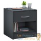 Table de chevet (de nuit) 1 Tiroir et 1 espace large Gris 40 X 50 X 35 cm