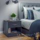 Lot de 2 Tables de chevet (de nuit) 1 Tiroir et 1 espace large Gris 40 X 50 X 35 cm