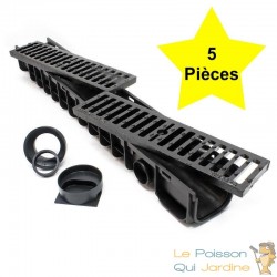 5 Caniveaux 1 mètre avec grille de protection fonte max. 25 tonnes