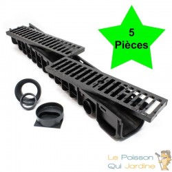 5 Caniveaux 1 mètre avec grille de protection fonte max. 12,5 tonnes