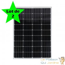 Lot de 2 Panneaux Solaires 100W monocristallin 12V 900x670mm. Haute qualité