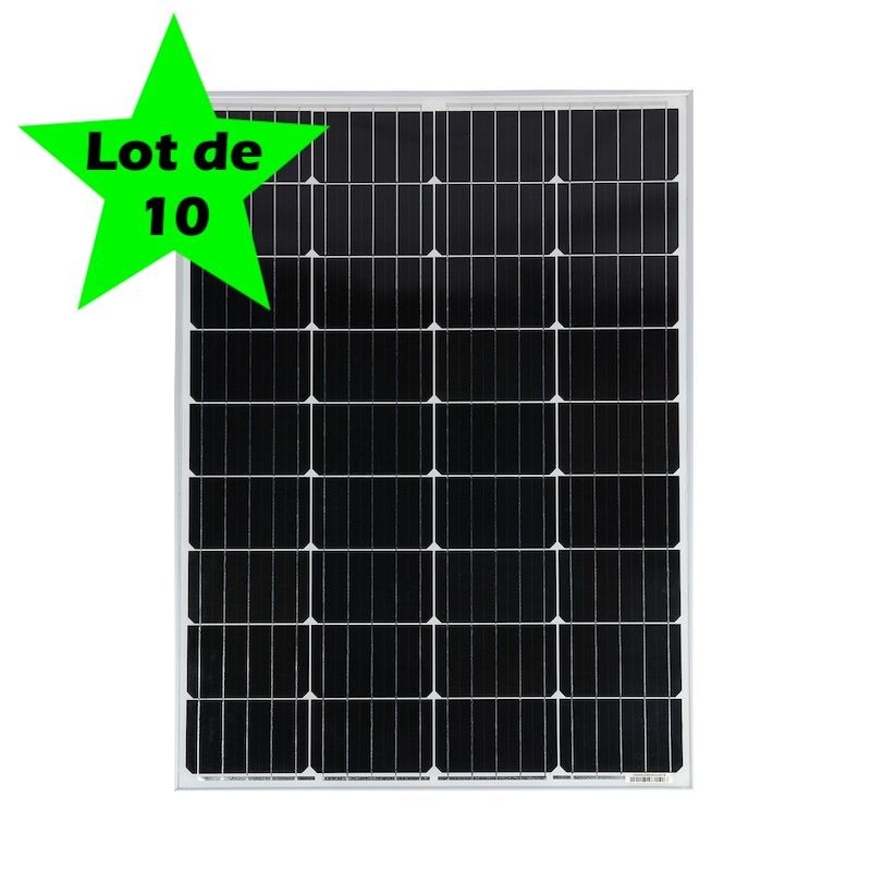 Lot de 10 Panneaux Solaires 100W monocristallin 12V 900x670mm. Haute qualité