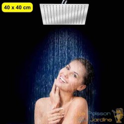 Pommeau Tête de douche carrée de 40 X 40 cm avec jet de pluie, fabriquée en inox