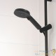 Ensemble de douche noir + un pommeau de douche de 11 cm de diamètre, un tuyau de 150 cm et une barre de 60 cm.