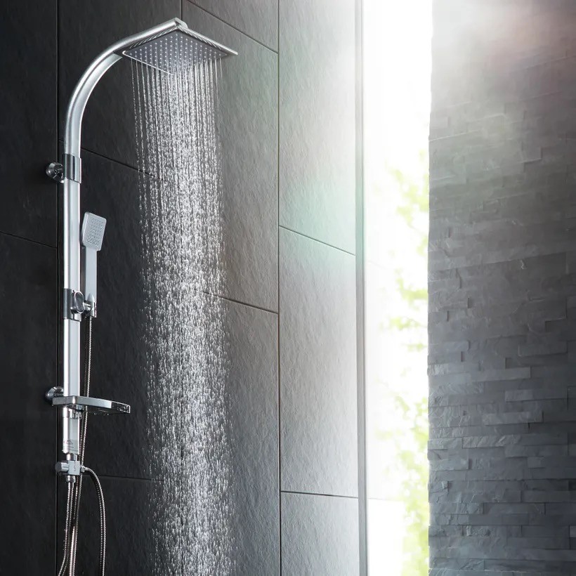 Colonne de douche avec porte savon 110 cm inox, moderne et classe