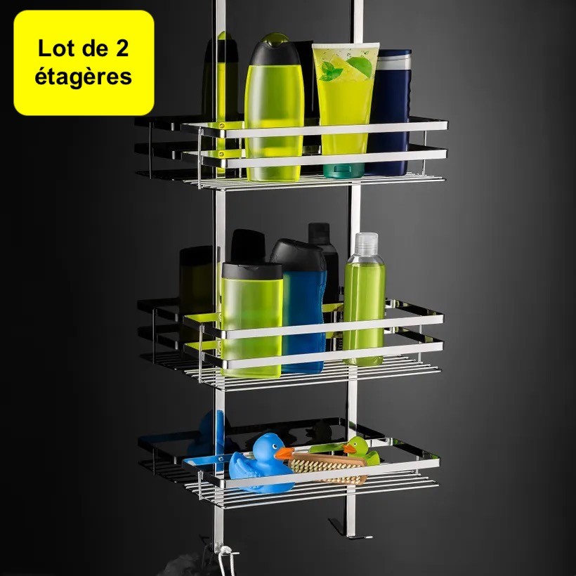 Lot de 2 Étagères de douche 80 cm inox, moderne et classe