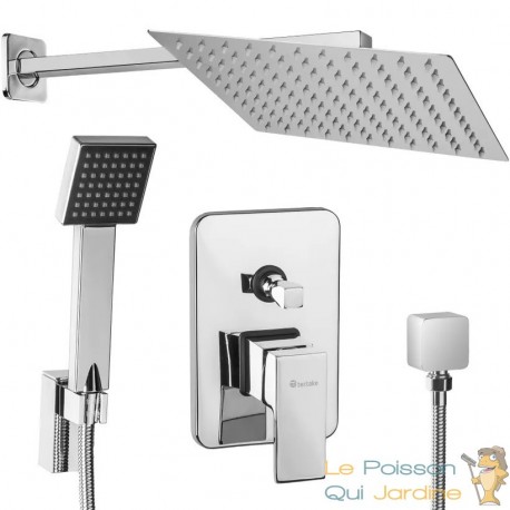 Ensemble de douche tête + pommeau Moderne en Inox