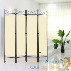 Paravents 4 pans, crème, 180 X 160 cm pour chambre et salle de bains