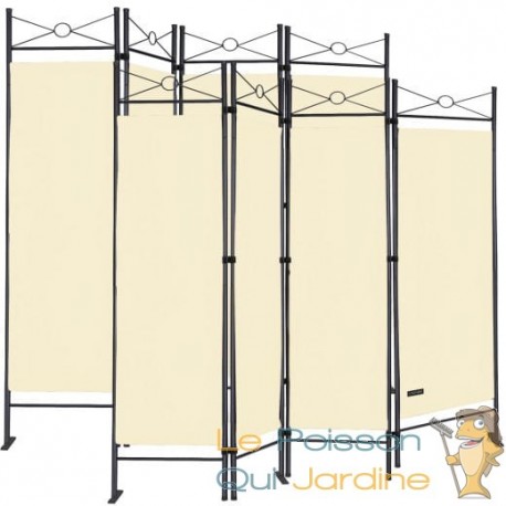 Lot de 2 Paravents 4 pans, crème, 180 X 160 cm pour chambre et salle de bains