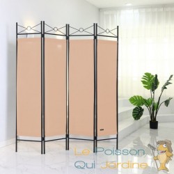 Paravent 4 pans, rose, 180 X 160 cm pour chambre et salle de bains