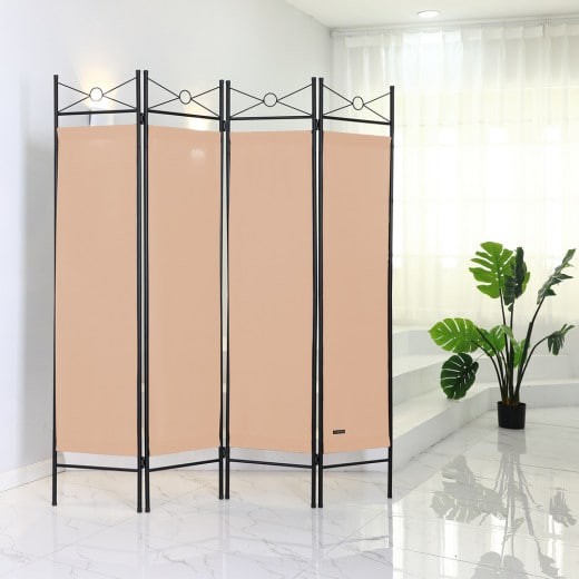 Paravent 4 pans, rose, 180 X 160 cm pour chambre et salle de bains