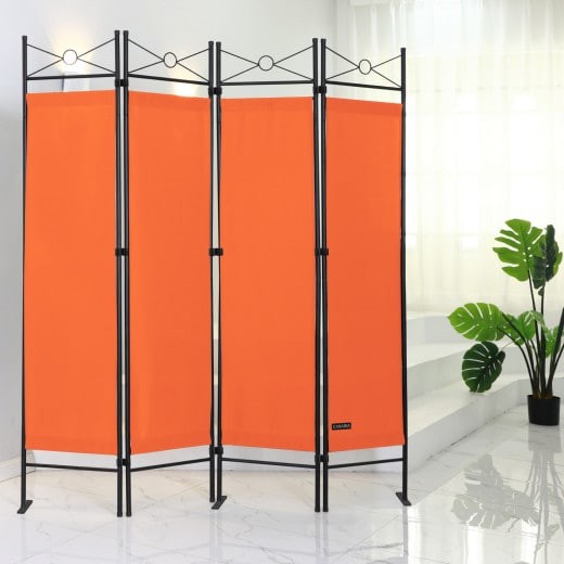 Paravent 4 pans, Orange, 180 X 160 cm pour chambre et salle de bains