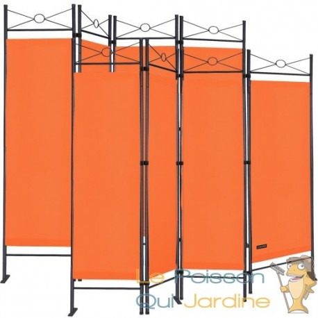 Lot de 2 Paravents 4 pans, Orange, 180 X 160 cm pour chambre et salle de bains