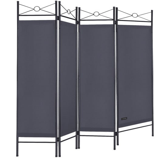 Paravent 4 pans, Gris Anthracite, 180 X 160 cm pour chambre et salle de bains