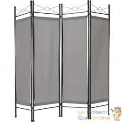 Paravent 4 pans, Gris, 180 X 160 cm pour chambre et salle de bains