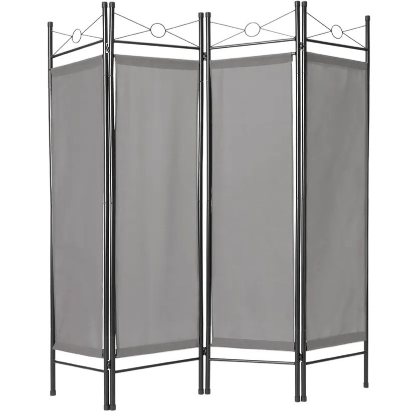 Paravent 4 pans, Gris, 180 X 160 cm pour chambre et salle de bains