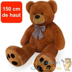 Ours en peluche nounours Taille XXL 150 cm de haut- Brun - Doux