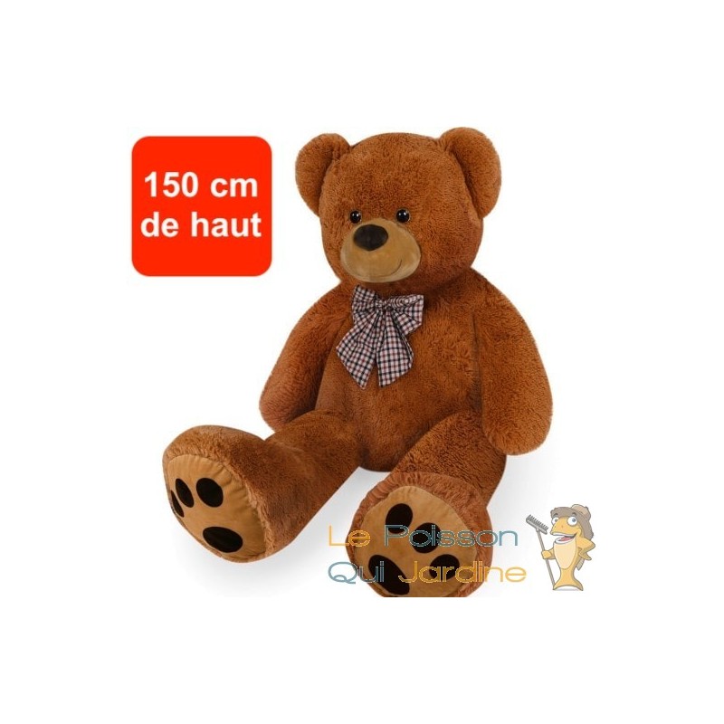 Ours en peluche nounours Taille XXL 150 cm de haut- Brun - Doux - Le  Poisson Qui Jardine