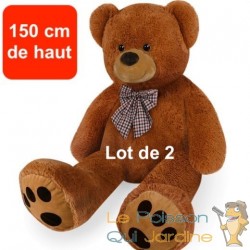 Lot de 2 Ours en peluche nounours Taille XXL 150 cm de haut- Brun - Doux