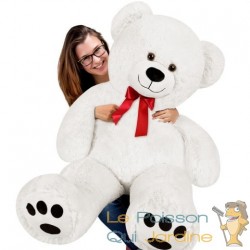 Ours en peluche nounours Taille XL 100 cm de haut- Blanc - Doux