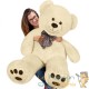 Ours en peluche nounours Taille XL 100 cm de haut- Crème - Doux