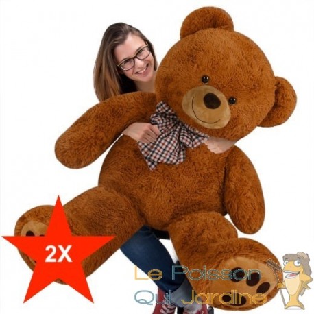 Lot de 2 Ours en peluche nounours Taille XXXL 175 cm de haut- Brun - Doux