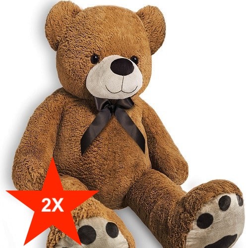 Lot de 2 Ours en peluche noeud papillon Taille XXXL 175 cm de haut- Brun - Doux