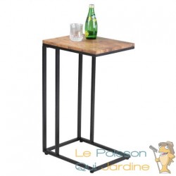 Table d'Appoint pour Salon : Un Mélange Élégant de Noir et de Bois, 40x30x65 cm, Équipée de Roulettes