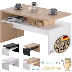 Table Basse de Salon avec 2 Niveaux, Bois et blanc 92 X 50 X 47 cm