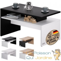 Table Basse de Salon avec 2 Niveaux, Noir et blanc 92 X 50 X 47 cm