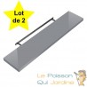 2 Étagères murales flottantes 90 cm en MDF gris brillant. Tablette à fixer au mur