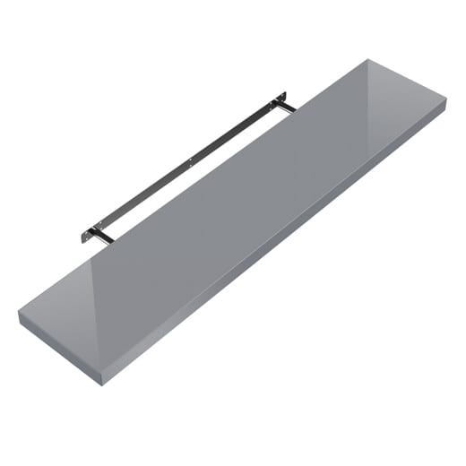 Étagère murale flottante 70 cm en MDF gris brillant. Tablette à fixer au mur