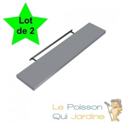 Lot de 2 Étagères murales flottantes 70 cm en MDF gris. Tablette à fixer au mur