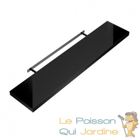 Étagère murale flottante 70 cm en MDF Noir Brillant. Tablette à fixer au mur