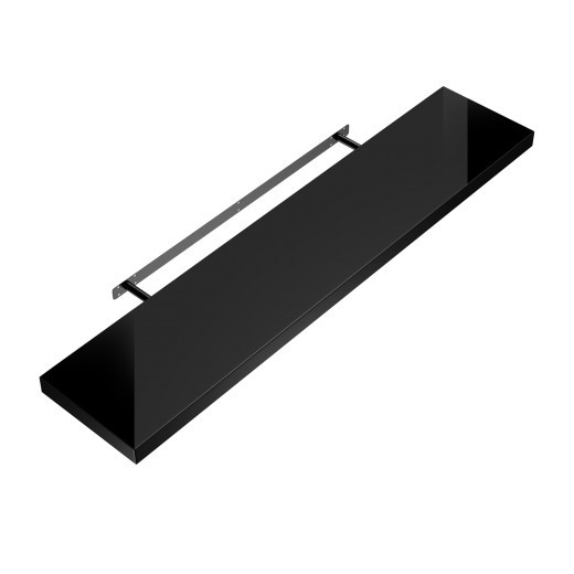 Étagère murale flottante 70 cm en MDF Noir Brillant. Tablette à fixer au mur