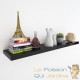 Lot de 2 Étagères murales flottantes 90 cm en MDF Noir Brillant. Tablette à fixer au mur