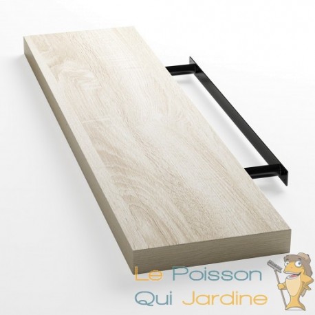 Étagère murale flottante 50 cm en MDF chêne clair. Tablette à fixer au mur