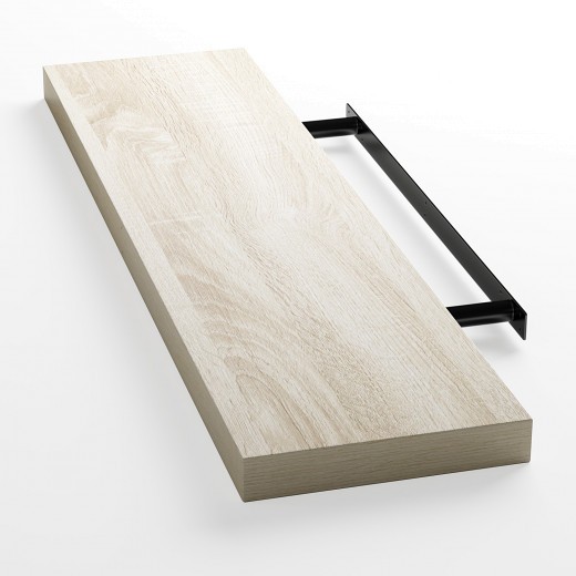 Étagère murale flottante 110 cm en MDF chêne clair. Tablette à fixer au mur