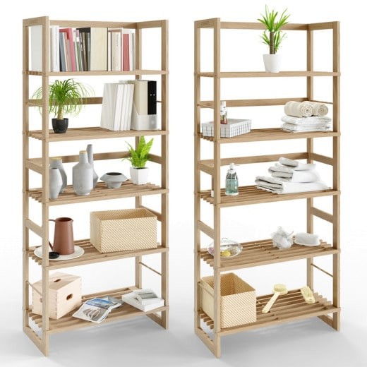 Lot de 2 Étagères 136 cm de haut, en bois lasuré. Étagère épurée pour salon, chambre etc