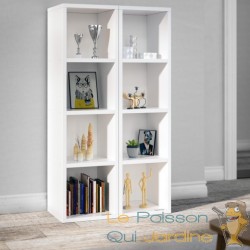 Lot de 2 : Étagère 106 cm de haut Colonne bibliothèque Blanche