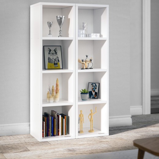 Lot de 2 Étagères 106 cm de haut Colonne bibliothèque Blanche