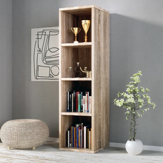 Étagère 106 cm de haut Colonne bibliothèque Couleur chêne