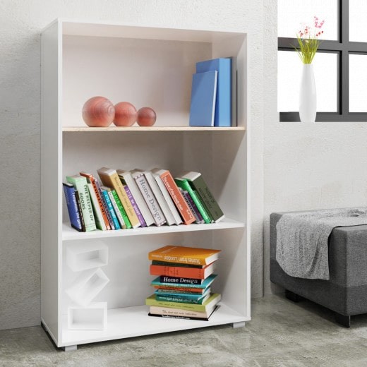 Étagère 115 cm de haut Colonne bibliothèque Couleur blanche