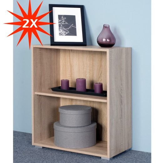 Lot de 2 Étagères 77 cm de haut Colonne bibliothèque Couleur chêne